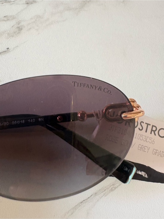 Tiffany & Co. Oval Rimless Sunglasses in Black and Gold-Tone TF3104D